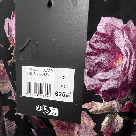 NWT The Kooples BLACK LONG FLORAL PRINT DRESS size 8 women's - Picture 11 of 16